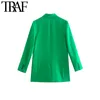 TRAF Moda Donna Monopetto Lungo Verde Giacca Sportiva Cappotto Vintage Spacco Frontale A Vita Alta Mini Gonna Set Femminili Mujer 220302