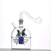 New Square Glass Oil Burner Bong Water Pipes with Recycler Mini Dab Rig Hand Bongs with 10mm Male Glass Oil Burner Pipe and Hose