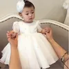 Bebê 1ª festa de aniversário vestido de casamento pérola princesa meninas vestido laço crianças vestidos para menina bebê batismo vestido adolescente bola vestido 210303