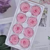 Bewoning Rose Flowers Immortal Rose 4-5 cm Diameter Moederdag DIY Bruiloft Eternal Life Flower Material Gift 8pcs / Box Level B DHL