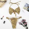 Yojoceli elegante leopardo impressão meninas bikini terno verão praia sexy natação mulheres tankini 210609