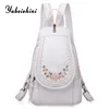 Mochila de cuero blanco de alta calidad para mujer Mochila escolar