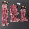 Jesień Kimono Gown Homewear Nightgown Lady Piżamy Kostium Koszulka Koszulka Koszulka Seksowna Aksamitna Bielizna Bielizna Women Q0706