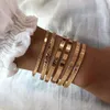 Bangle Gold Armband för Kvinnor Lyx Armband Rostfritt Stål Smycken Set Brudtärna