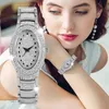 Holshorloges Dames Luxe Diamond-Encrusted Horse Pattern Watch Elegant Golden of Black Pointer Quartz Analoge Horloge