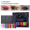 Haniyan Renkli Sıvı Eyeliner Seti Gökkuşağı Eyeliners Setleri 12 Renk Sıkışır Kuru Kuru Giyebilir Giyin Makyajı