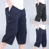 Men's Pants Men's Mens Cargo Shorts Long Capri Elastic Waist Casual Multi Pockets Straight Military Camouflage