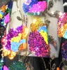 Tyg Lasui 1 Yard Gorgeous Color Sequin Cluster Flower Glänsande brist Mesh Dress High-end Custom Designer X0770