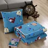 Pillow Blanket Polyester Warm Cartoon Deer Foldable Patchwork Quilt Blanket Printed for Home Office Car Throw Pillow-Cushion