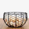 Metal Wire Basket with Ceramic Hens Cover Fruit Egg Holder Decorative Kitchen Storage s for Household Items DFK889 210609