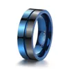 Anello da uomo in titanio moda blu e nero da 7 mm Fedi nuziali lucide Anelli di fidanzamento Regali di Natale Bague Homme