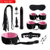 NXYSm bondage 11PCS Set Jouets Sexuels En Cuir Pour Jeu Adulte Kits BDSM Érotiques Bondage Menottes Whip Gag SM Bdsm Pinces À Mamelon 1126