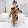 Humor Bear Jesień Dzieci Piżamy 2 sztuk Zestaw Polki Dot Drukowane Koszule Z Długim Rękawem + Spodnie Toddler Dzieci Bawełniane Wear 211130