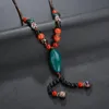 Pendant Necklaces 12 Color Bohemia Ceramic Necklace Women Jewelry Rope Chain Stone Wood Beads Hand-Weaving For Women's Gifts