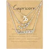 12 Zodiac Halsband 3 stilar / Set med presentkort Constellation Sign Pendant Silver Guldkedjor Halsband för män Kvinnor Smycken Partihandel