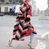 여성 트렌치 코트 인쇄 된 옷깃 느슨한 긴 트럼펫 슬리브 ​​재킷 패션 코트 가을과 겨울 2021