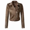 Ly Varey Lin Spring Women Turn-down Collar Suede Jacket Coat Short Design Zipper Lady Motorcykel Vintage Punk Ytterkläder 210526