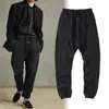 Outono inverno eua europa 7th calças de bolso de couro calças casuais das mulheres dos homens cimento branco string joggers sweatpants