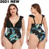 Kobiety Swimsuit Plus Size Push Up Swimmwear Duże Duże Plusize Garnitury Kostiumy Beachwear Kąpiel dla Famale 210712