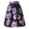 Neophil Retro Fashion Women Black White Pleated Flower Floral Print High Waist Midi Ball Gown Flare Short Skirts Saia S1225 210311