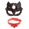 Läder Kvinnor BDSM Whip Collar Fetish Erotisk Masquerade Halloween Carnival Cosplay Party Mask