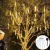 Lampy słoneczne 30 CM LED Meteor Prysznic Garland Holiday Strip Light Outdoor Wodoodporne Wairy Lights Dla Ogrodowa Ulica Bożenarodzeniowa Dekoracja