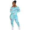 YX9259 Women's Tracksuits Long Sleeve Two Piece Set Chic Printed Sweatshirt Top And High Waist Sport Pants Casual Outfits