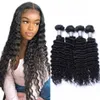 Tissage en lot brésilien Non Remy ondulé profond, Extensions de cheveux naturels bouclés, 8 à 26 pouces, 3/4 pièces