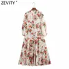 Women Elegant Red Floral Print Pleats Patchwork Midi Shirt Dress Lady Single Breasted Vestidos Chic A Line Dresses DS8392 210603