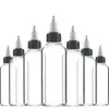 30PCS 30ml 60ml 100ml 120ml Plast tom bläckflaska Twist Top Black Cap Transparent Clear Bottle Tattooing Tillbehör 220110