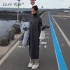 Coréen Col Roulé Long Pull Robe Femmes Lâche Solide À Manches Longues Chaud Tricoté Robe Femme Automne Hiver Dames Vestidos 210303