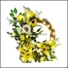 Couronnes De Fleurs Fournitures De Fête De Fête Jardin 22In Guirlande De Tournesol Artificielle Simation Feuille Abeille Décoration De Porte D'entrée Pendentifs Suspendus Nous