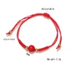 Link Chain Simple Lovers Lucky Wish Red Bean Rope Bracelet For Women Handmade Black String Bracelets Couples Party Jewelry Gift F269Q