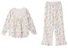 1 Set.Womens Lolita Loose Floral Pajama Sets.Vintage Ladies Girl's Flowers Pajamas set.cuteホームスプリーウェアスーツナイトクロース211112