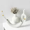 Ceramic Flower Vases Nordic Home Decoration Ornaments White Plant Pot Art Decor Crafts Wedding Vase for Centerpieces 210623