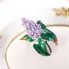 Pins broszki ajojewel fioletowy emalia ząbka rhinestone liliowa broszka kwiatowa bukiet piękna biżuteria 2022 liść dla kobiet garnitur seu22