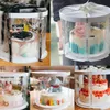 선물 포장 맑은 라운드 케이크 상자 DIY 베이킹 디저트 꽃 선물 크리스마스 결혼 생일 파티 케이스 포장 (리본없이)