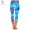 LETSFIND Plus Size Women High Waist Workout Mid-Calf Leggings Galaxy Pattern Milk Silk Print Slim Elastic 211204