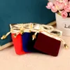 20pcs/lot 7x9cm Vintage Velvet Package Bags Gold Trim Drawstring Black Wine Red Blue Gift Bags Wedding Jewelry Packaging Pouches