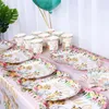 Wegwerp servies Cartoon Dierafgifte Sets voor kinderen Baby Shower Birthday Safari Party Decor Jungle Theme Supplies Green Forest