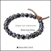 Beaded, Strands Armbanden Sieraden Mode Lederen Cord Charm Natuursteen Armband Malachite Bead Unisex Casual Style Drop Levering 2021 XD