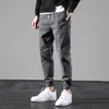 Japoński styl moda mężczyźni dżinsy zielone luźne dopasowanie łączone projektant casual cargo spodnie hombre streetwear Hip hop joggers spodnie