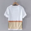 Italien Style Märke Trendy Linne T-shirt Män Kortärmad Vit T Shirts för män Casual Comforatable Tshirt Mens Camisa Masculina G1229