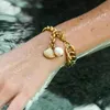 Link Chain Stainless Steel Freshwater Pearl Bracelet Gold-plated 10mm Wide Double Cuban Short And Fat Woman Bracelets On Han Inte22