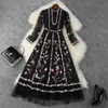 Vår Luxury Broderi Mesh Long Party Dresses Runway Designers Kvinnor Sexig Röd Kändis Kväll Robe Femme Jul Vestido 210601