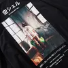 メンズフード付きTシャツヒップホップ日本語スタイル夏のTシャツストリートウェアハラジュクTシャツ最高スリーブトップスティーコットン20126
