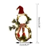 Decorative Flowers & Wreaths Christmas LED Lighted Rattan Circle Wreath With Hat Scarf Snowman Shaped Garland Hanging Pendant For Front Door