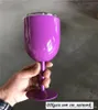 10oz Stianless Steel Wine Bril Mental Stemless Tumbler Goblet met Deksels Cup Solid Colors DIY Cup 9 Kleuren Op voorraad
