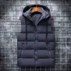 Ymwmhu 6XL Men Vest Solid Casual Autumn Hooded Sleeveless Jackets Fashion Male Waistcoat Winter Vest Plus Size Work Clothes Men 211104