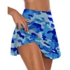 Women High Waist 2-In-1 Sport Skorts Camouflage Pleated Golf Skirts with Shorts X7YA 210719